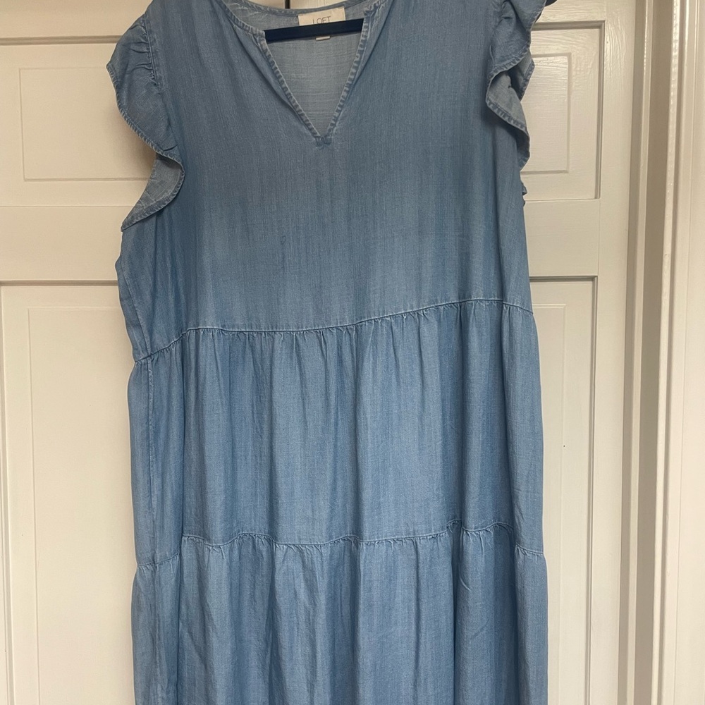 LOFT Light Blue Casual chambray Dress